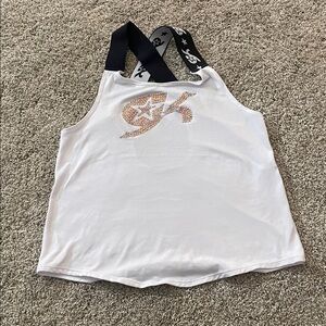 GK Elite White Criss Cross Tank Top with Black Straps